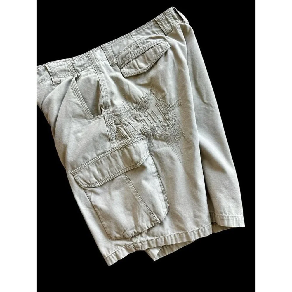Vintage‎ Y2K Tapout Shorts Cargo Sz 36 Khaki Embroidered Logo Side MMA 2000's